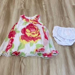 Baby Beri 6-9m flower dress with ruffle hem